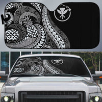 Hawaii Pineapple Gray Scale Tribal Pattern Auto Sun Shade - Polynesian Pride