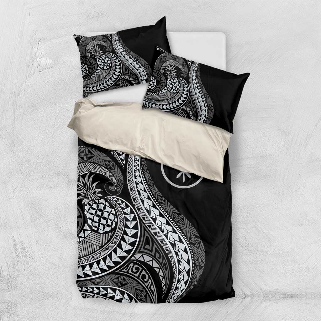 Hawaii Pineapple Gray Scale Tribal Pattern Bedding Set - Polynesian Pride