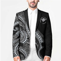 Hawaii Pineapple Gray Scale Tribal Pattern Blazer - Polynesian Pride