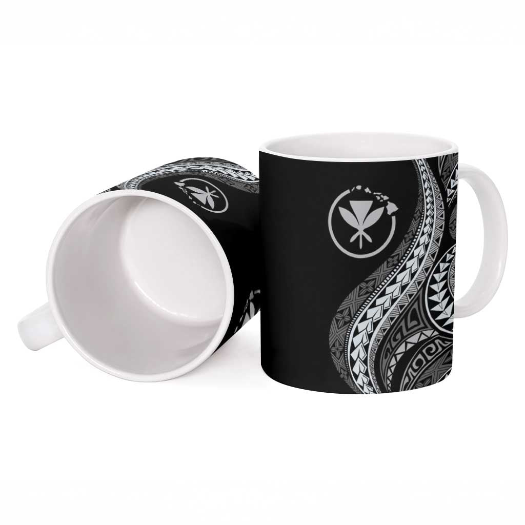 Hawaii Pineapple Gray Scale Tribal Pattern Ceramic Mug - Polynesian Pride