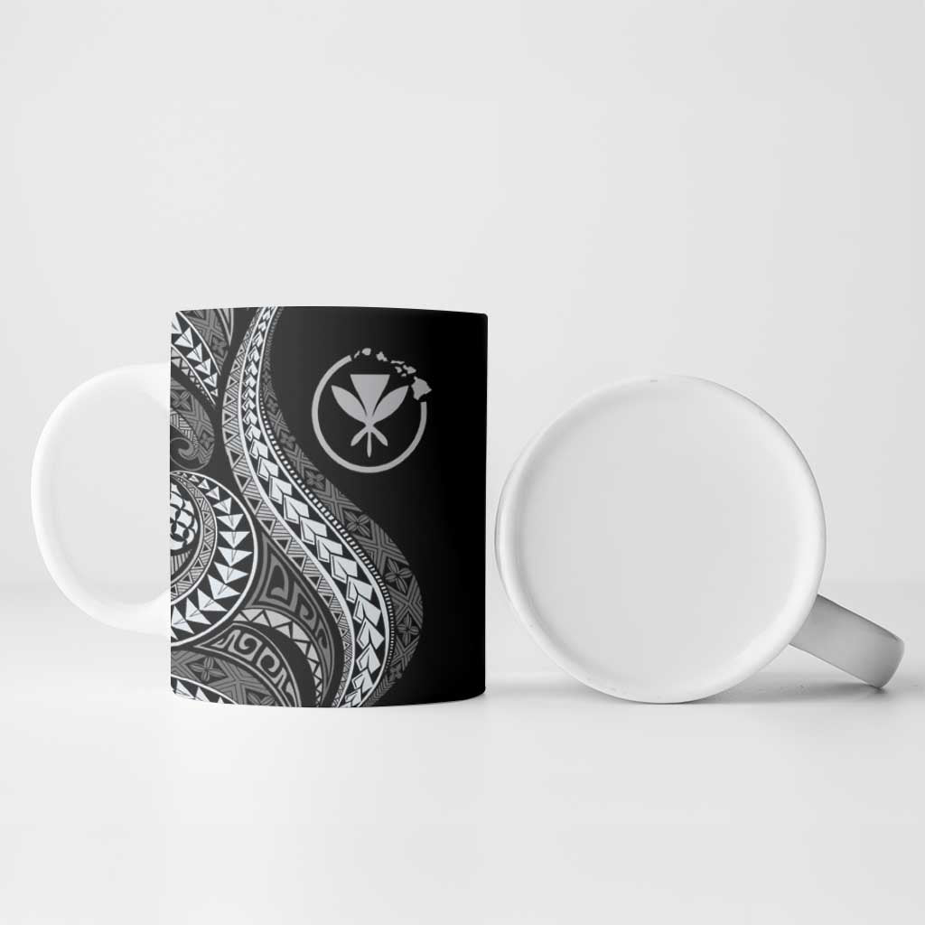 Hawaii Pineapple Gray Scale Tribal Pattern Ceramic Mug - Polynesian Pride