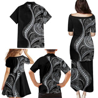 Hawaii Pineapple Gray Scale Tribal Pattern Family Matching Puletasi and Hawaiian Shirt LT01 - Polynesian Pride