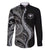 Hawaii Pineapple Gray Scale Tribal Pattern Family Matching Short Sleeve Bodycon Dress and Hawaiian Shirt - Polynesian Pride
