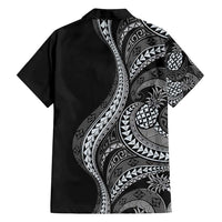 Hawaii Pineapple Gray Scale Tribal Pattern Family Matching Summer Maxi Dress and Hawaiian Shirt - Polynesian Pride
