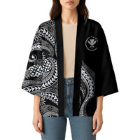 Hawaii Pineapple Gray Scale Tribal Pattern Kimono - Polynesian Pride