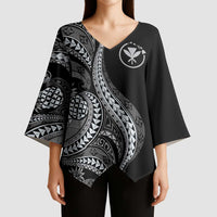 Hawaii Pineapple Gray Scale Tribal Pattern Kimono Sleeve Blouse LT01 - Polynesian Pride