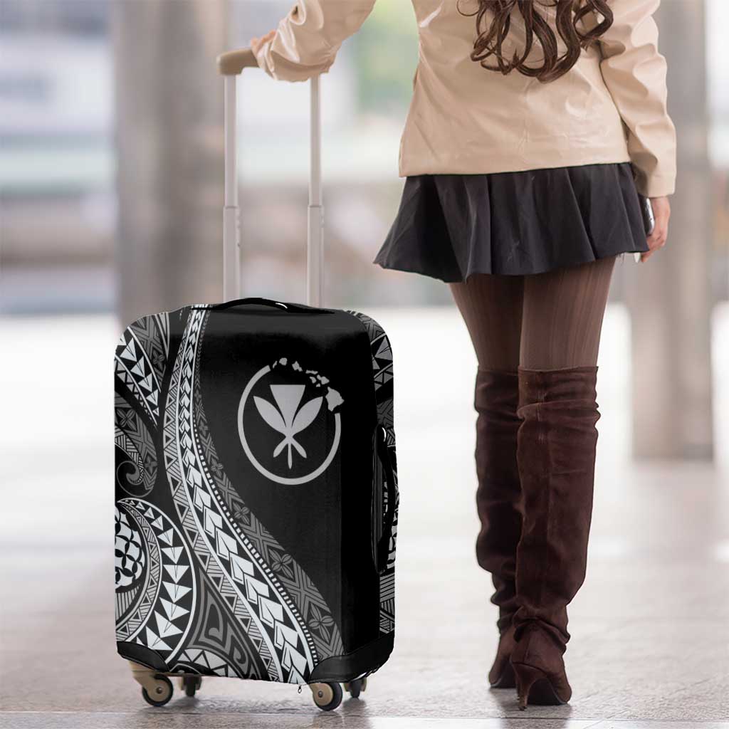 Hawaii Pineapple Gray Scale Tribal Pattern Luggage Cover - Polynesian Pride