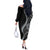 Hawaii Pineapple Gray Scale Tribal Pattern Off The Shoulder Long Sleeve Dress - Polynesian Pride