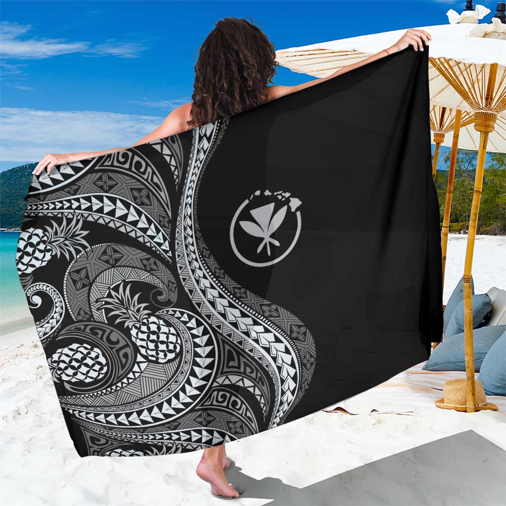 Hawaii Pineapple Gray Scale Tribal Pattern Sarong - Polynesian Pride