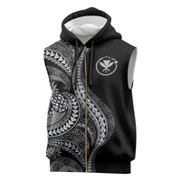 Hawaii Pineapple Gray Scale Tribal Pattern Sleeveless Zip Hoodie - Polynesian Pride
