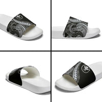 Hawaii Pineapple Gray Scale Tribal Pattern Slide Sandals - Polynesian Pride
