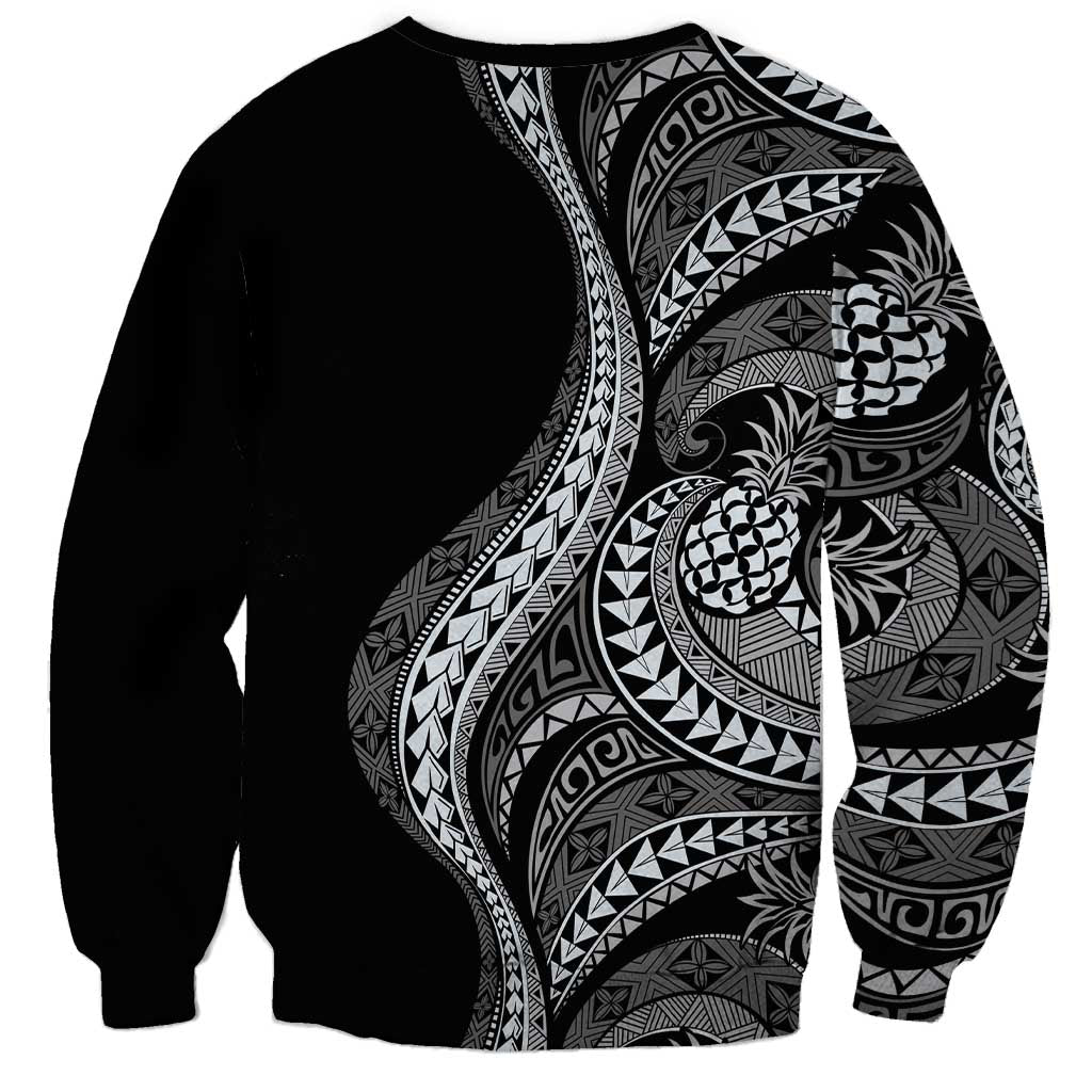 Hawaii Pineapple Gray Scale Tribal Pattern Sweatshirt LT01 - Polynesian Pride