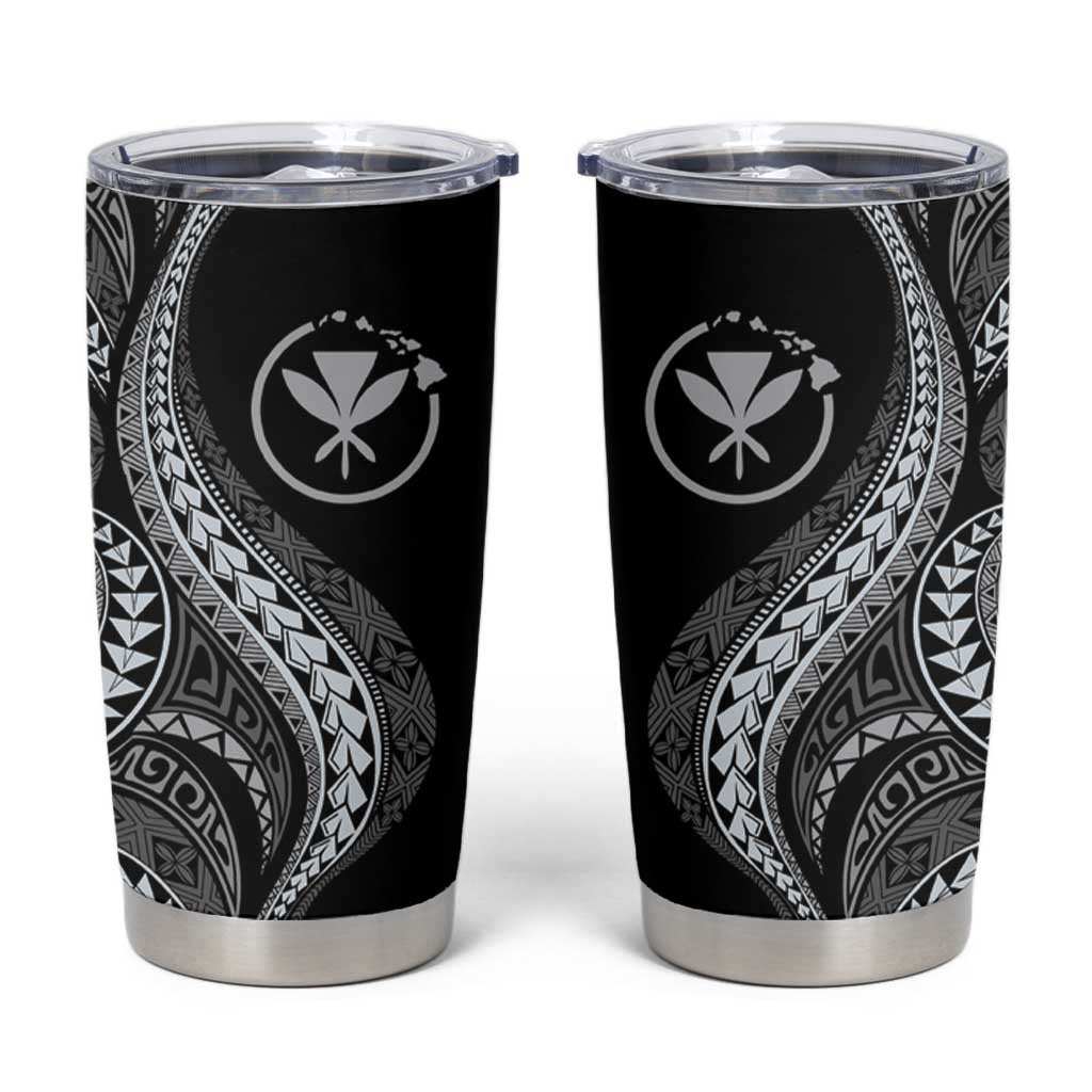Hawaii Pineapple Gray Scale Tribal Pattern Tumbler Cup - Polynesian Pride