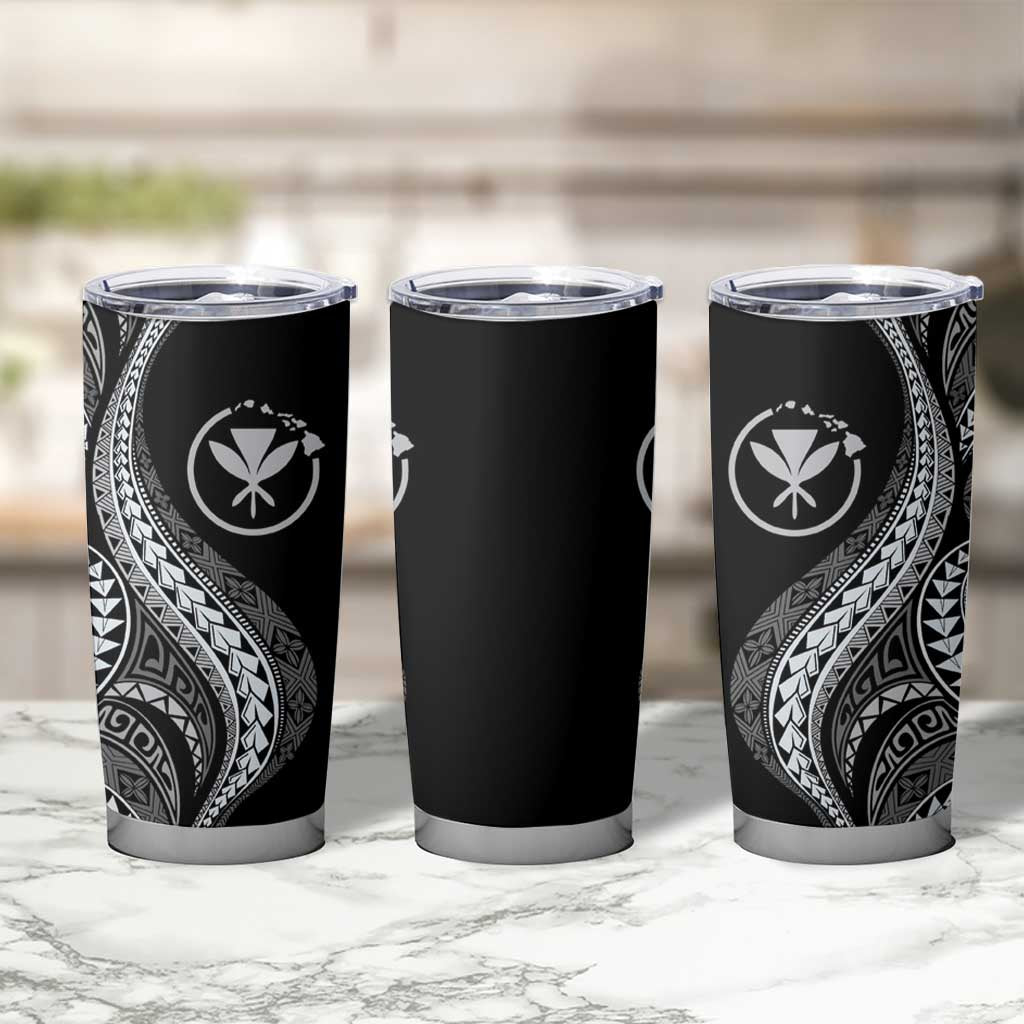 Hawaii Pineapple Gray Scale Tribal Pattern Tumbler Cup - Polynesian Pride