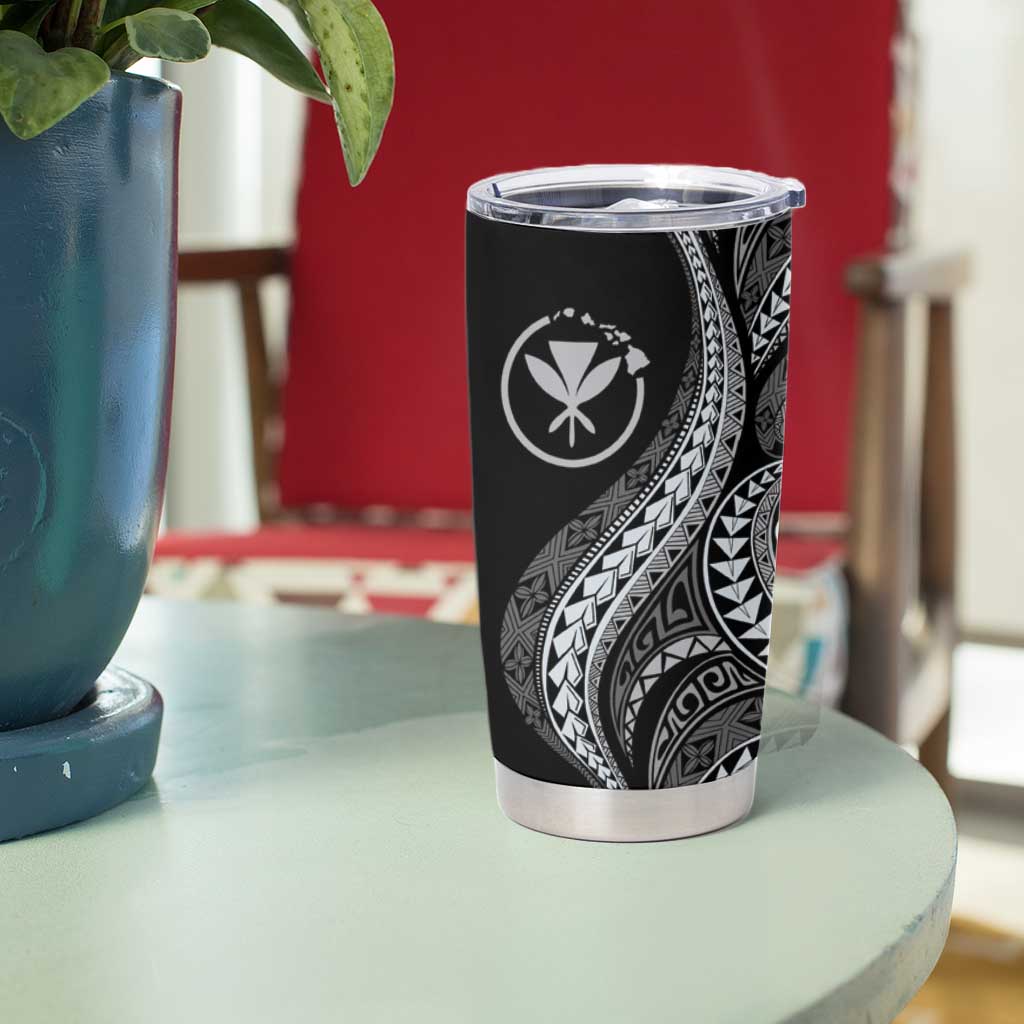 Hawaii Pineapple Gray Scale Tribal Pattern Tumbler Cup - Polynesian Pride