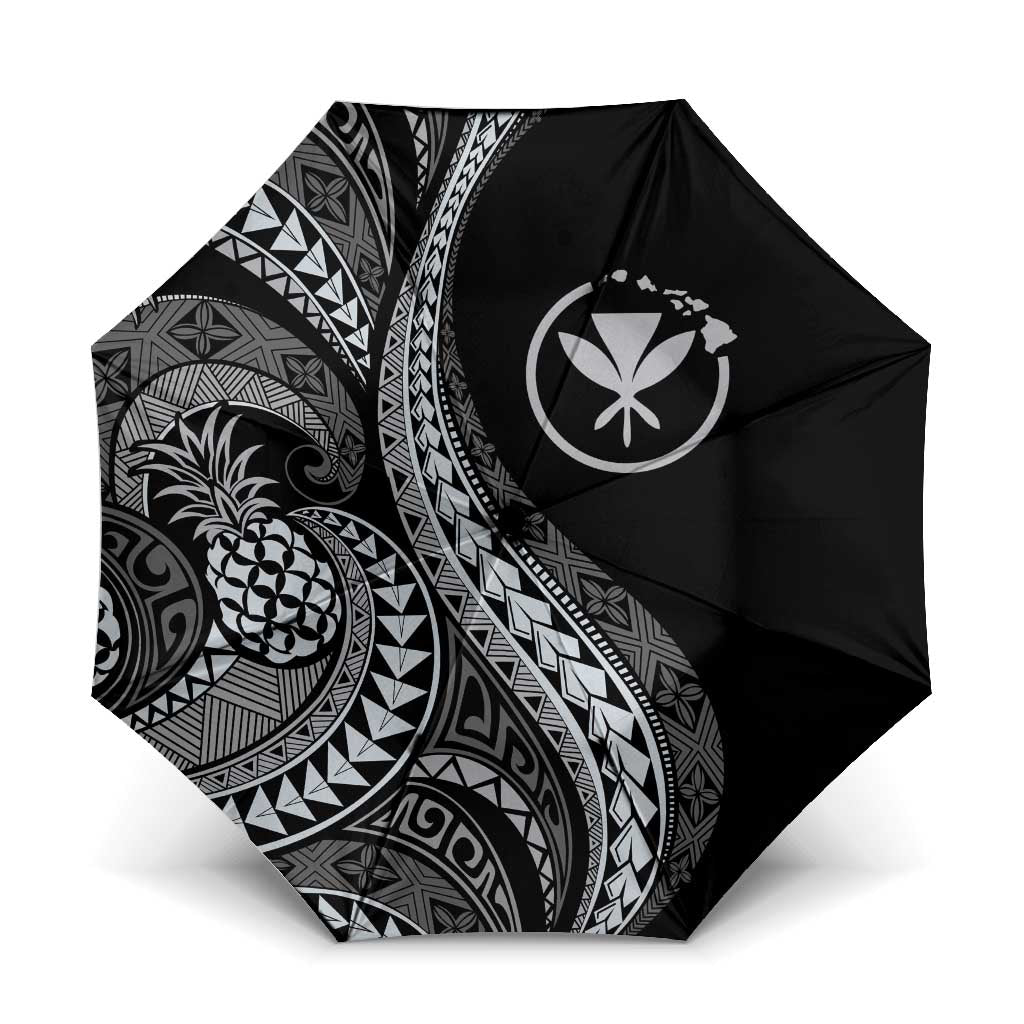 Hawaii Pineapple Gray Scale Tribal Pattern Umbrella - Polynesian Pride