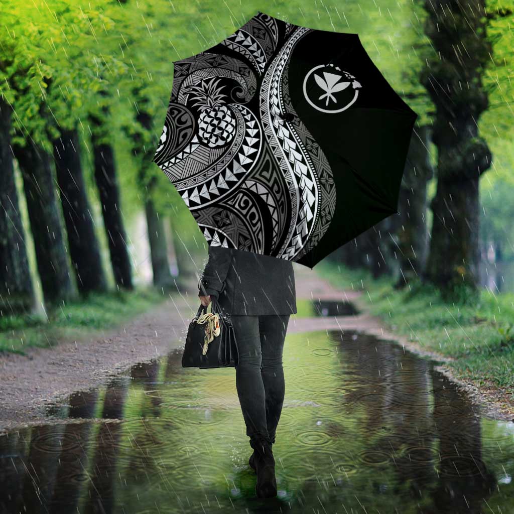Hawaii Pineapple Gray Scale Tribal Pattern Umbrella - Polynesian Pride