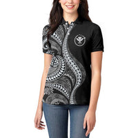 Hawaii Pineapple Gray Scale Tribal Pattern Women Polo Shirt LT01 - Polynesian Pride