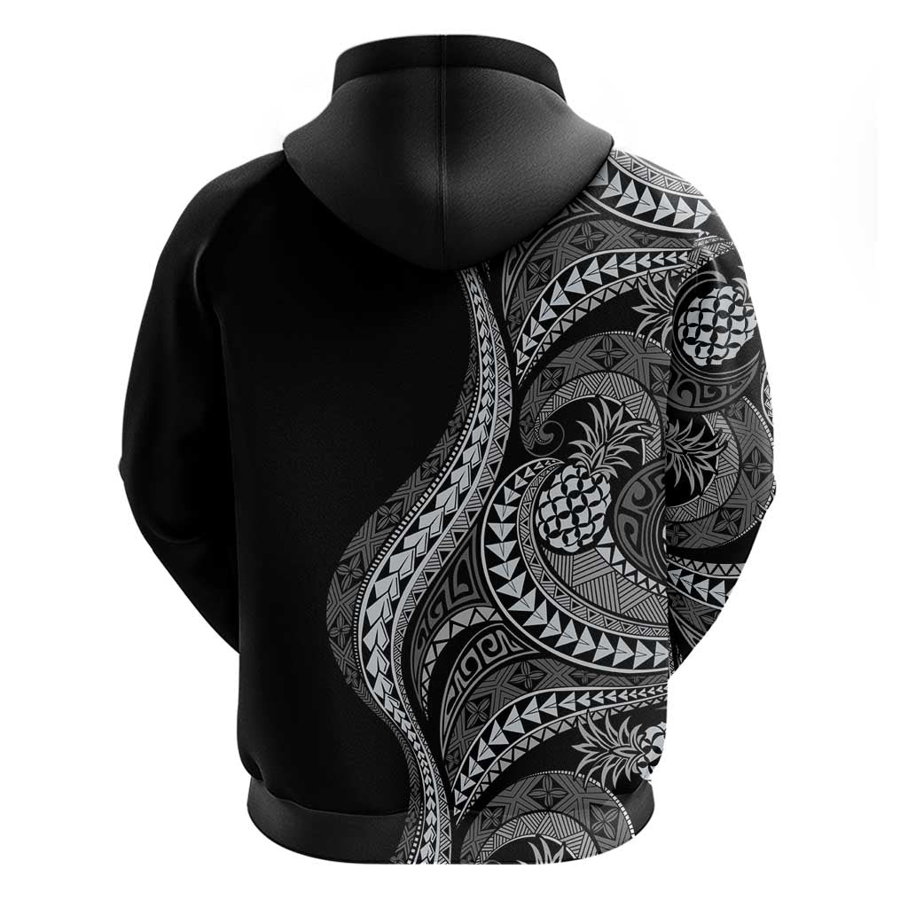 Hawaii Pineapple Gray Scale Tribal Pattern Zip Hoodie - Polynesian Pride