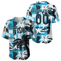 Custom Fijian Rugby Baseball Jersey Grunge Palm Stylized LT01 - Polynesian Pride