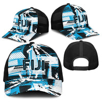 Fijian Rugby Baseball Net Cap Grunge Palm Stylized LT01 - Polynesian Pride