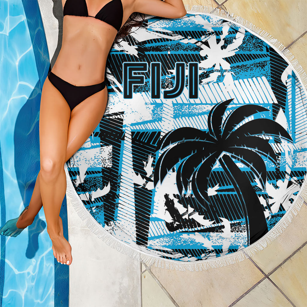 Fijian Rugby Beach Blanket Grunge Palm Stylized LT01 - Polynesian Pride