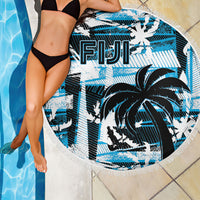 Fijian Rugby Beach Blanket Grunge Palm Stylized LT01 - Polynesian Pride