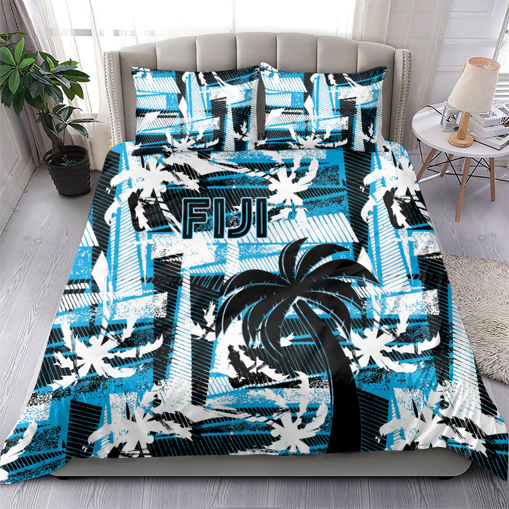 Fijian Rugby Bedding Set Grunge Palm Stylized LT01 - Polynesian Pride