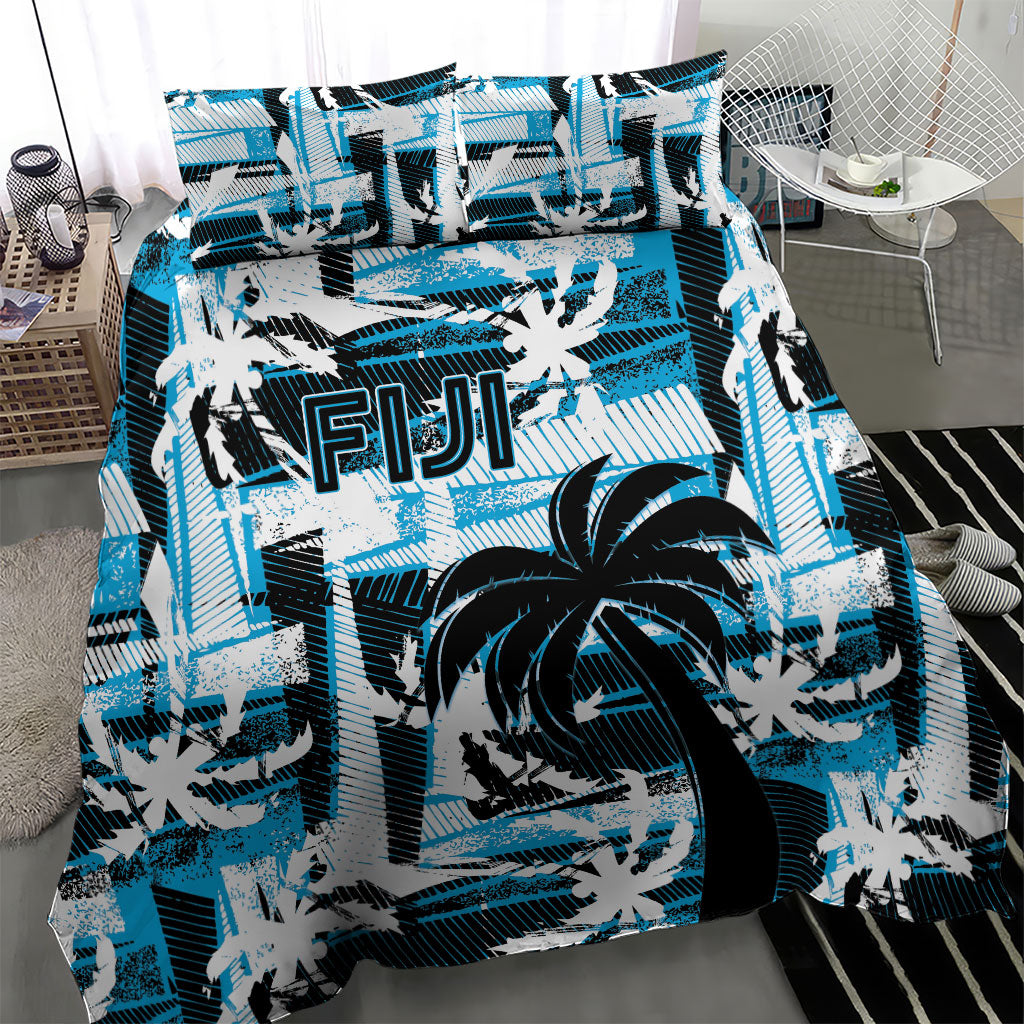 Fijian Rugby Bedding Set Grunge Palm Stylized LT01 - Polynesian Pride
