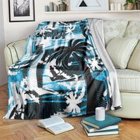 Fijian Rugby Blanket Grunge Palm Stylized LT01 Blue - Polynesian Pride