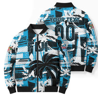 Custom Fijian Rugby Bomber Puffer Jacket Grunge Palm Stylized LT01 - Polynesian Pride