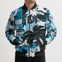 Custom Fijian Rugby Bomber Puffer Jacket Grunge Palm Stylized LT01 - Polynesian Pride