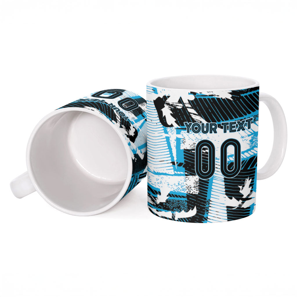 Custom Fijian Rugby Ceramic Mug Grunge Palm Stylized LT01 - Polynesian Pride