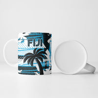 Custom Fijian Rugby Ceramic Mug Grunge Palm Stylized LT01 - Polynesian Pride