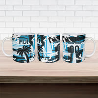 Custom Fijian Rugby Ceramic Mug Grunge Palm Stylized LT01 - Polynesian Pride