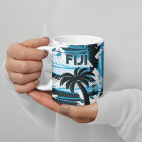 Custom Fijian Rugby Ceramic Mug Grunge Palm Stylized LT01 - Polynesian Pride