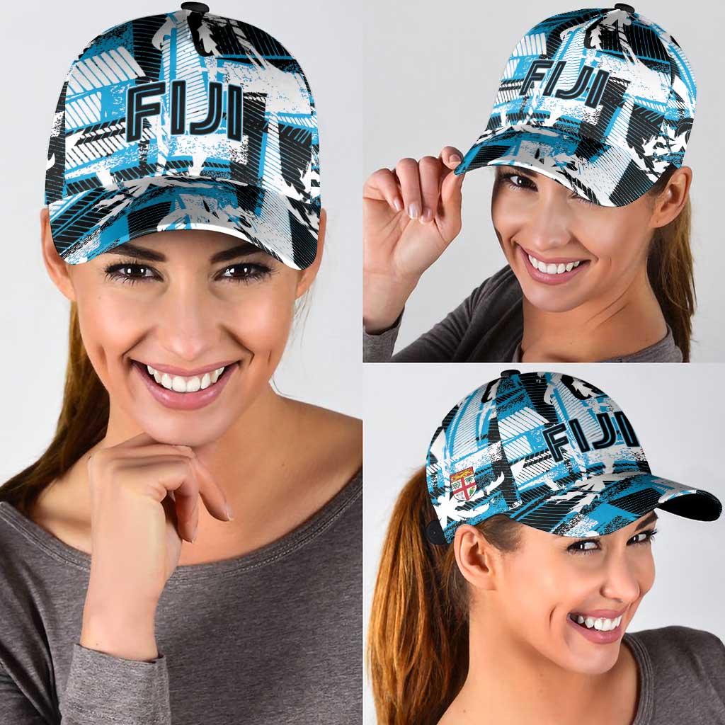 Fijian Rugby Classic Cap Grunge Palm Stylized LT01 - Polynesian Pride