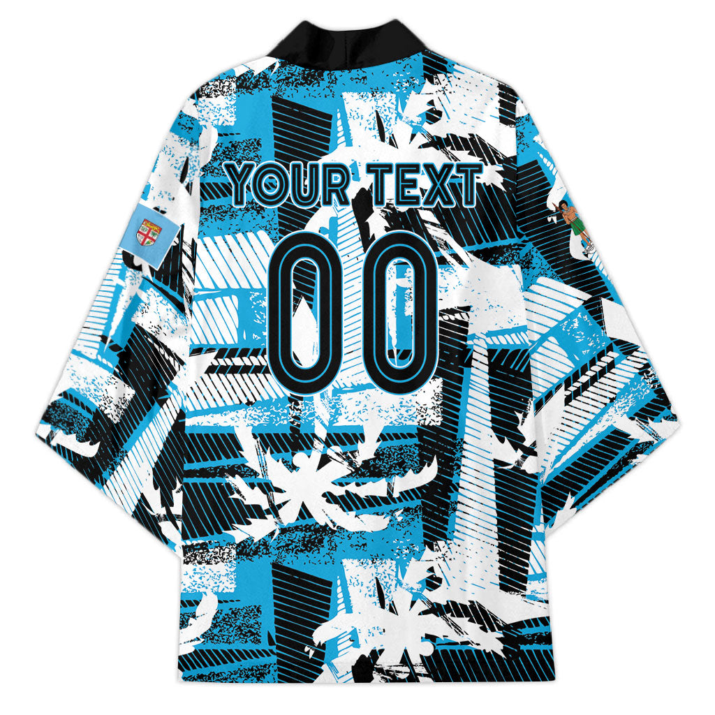 Custom Fijian Rugby Kimono Grunge Palm Stylized LT01 - Polynesian Pride