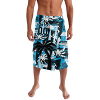 Custom Fijian Rugby Lavalava Grunge Palm Stylized LT01 Blue - Polynesian Pride