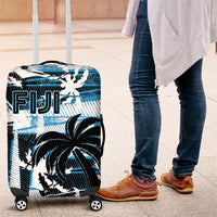 Fijian Rugby Luggage Cover Grunge Palm Stylized LT01 Blue - Polynesian Pride