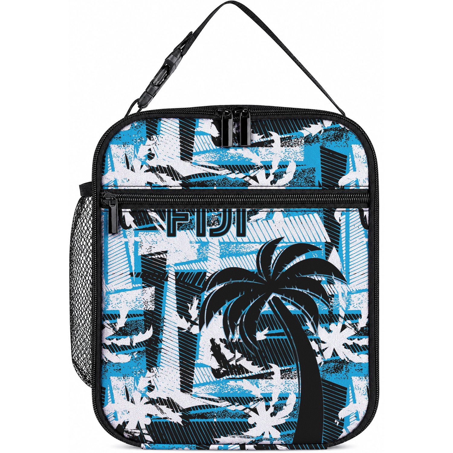 Fijian Rugby Lunch Bag Grunge Palm Stylized LT01 10.2 × 8.3 × 4.3 inch Blue - Polynesian Pride