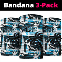 Fijian Rugby Neck Gaiter Grunge Palm Stylized LT01 package One Size: 25*50cm Blue - Polynesian Pride