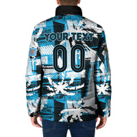 Custom Fijian Rugby Padded Jacket Grunge Palm Stylized LT01 - Polynesian Pride