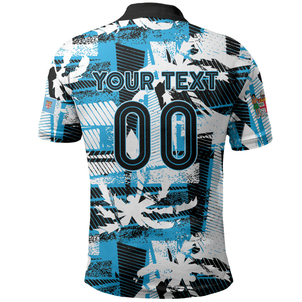 Custom Fijian Rugby Polo Shirt Grunge Palm Stylized LT01 - Polynesian Pride
