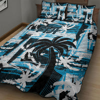 Fijian Rugby Quilt Bed Set Grunge Palm Stylized LT01 - Polynesian Pride