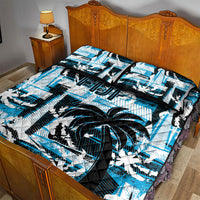 Fijian Rugby Quilt Bed Set Grunge Palm Stylized LT01 - Polynesian Pride