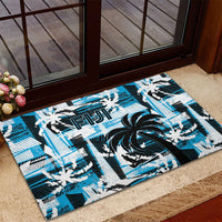 Fijian Rugby Rubber Doormat Grunge Palm Stylized LT01 - Polynesian Pride