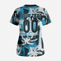Custom Fijian Rugby Scrub Top Grunge Palm Stylized LT01 - Polynesian Pride