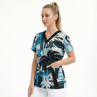 Custom Fijian Rugby Scrub Top Grunge Palm Stylized LT01 - Polynesian Pride
