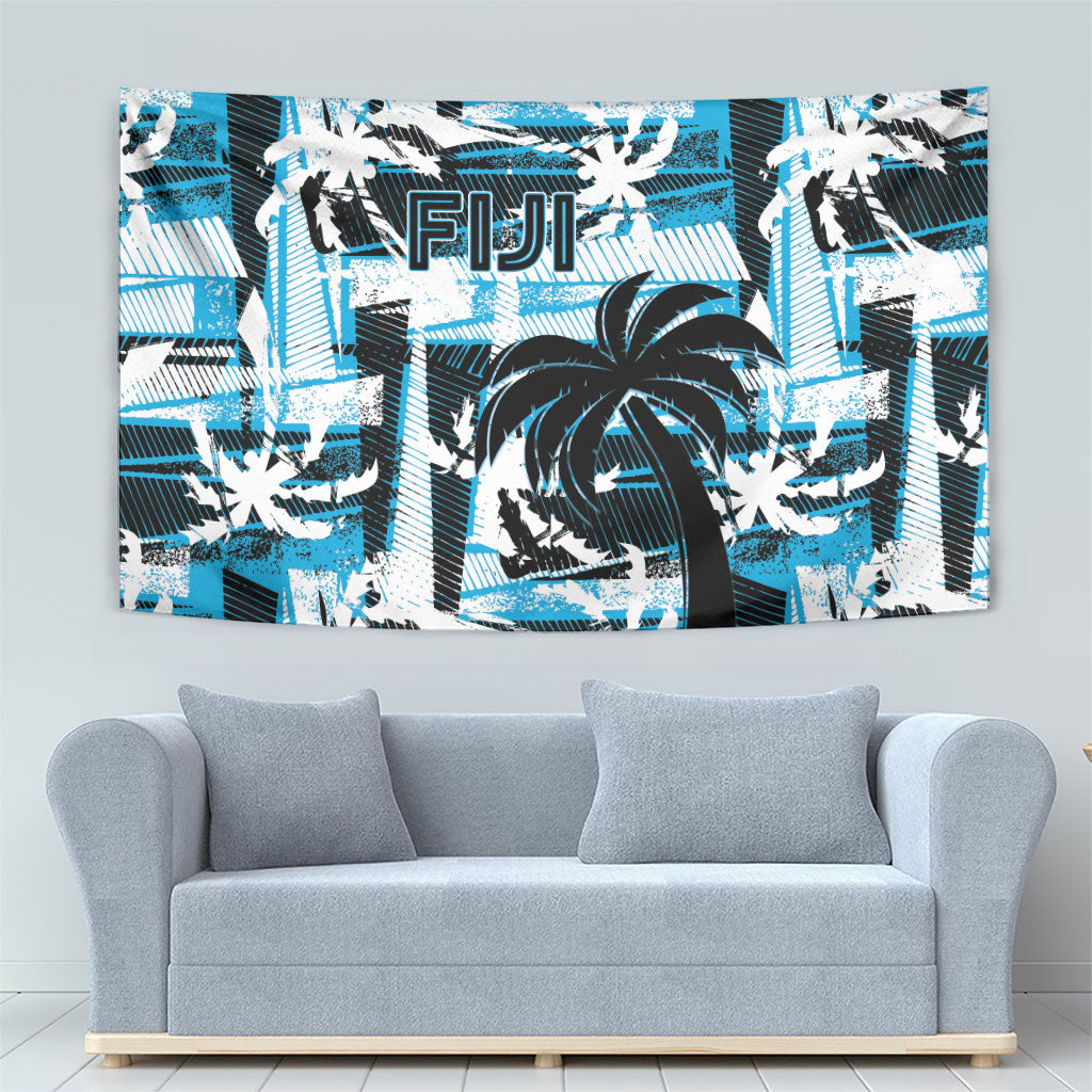 Fijian Rugby Tapestry Grunge Palm Stylized LT01 - Polynesian Pride